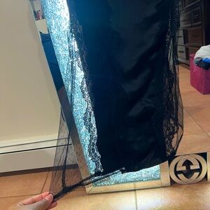 See through lace on the sides and under breast section of dress